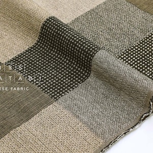 Japanese Fabric Yarn Dyed Woven Jacquard H - black, latte - 50cm