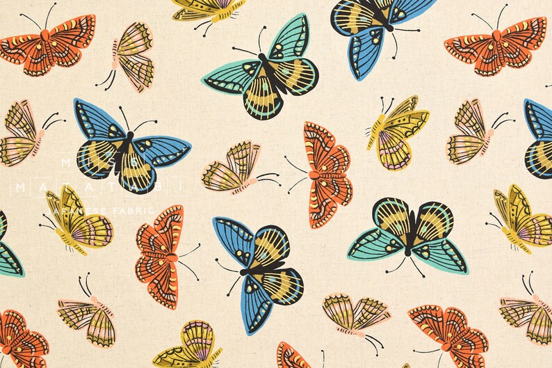 Cotton Steel English Garden Canvas Monarch Natural 50cm Etsy