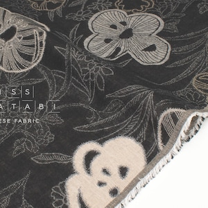 Tissu japonais tissé teint en fil Jacquard A noir, latte 50 cm image 1