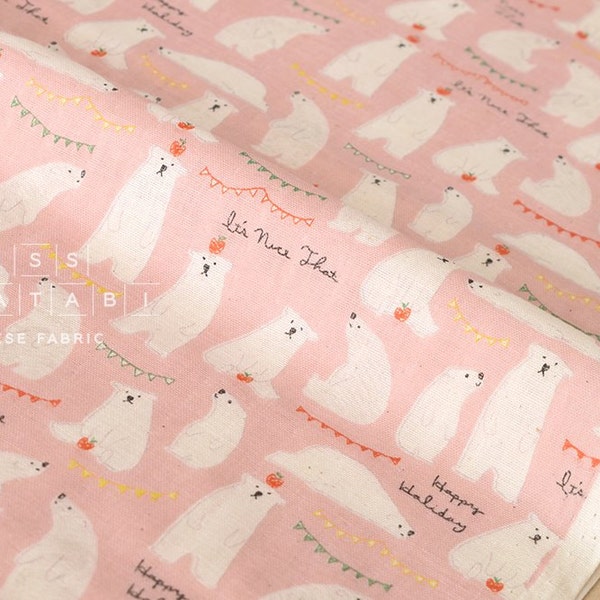 Japanese Fabric Kokka Trefle Polar Bear double gauze - pink - 50cm