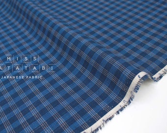 Japanese Fabric 100% Linen Plaid - 6 -  50cm