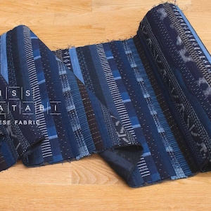 Shokunin Collection Kurume Kasuri Indigo Fabric - patchwork II indigo, blue - 50cm