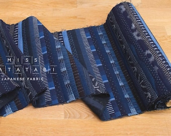 Shokunin Collection Kurume Kasuri Indigo Fabric - patchwork II indigo, blue - 50cm
