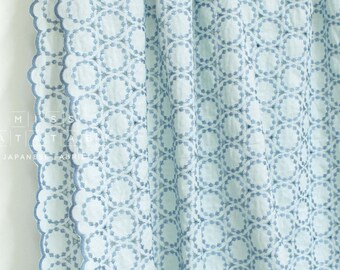 Japanese Fabric Embroidered Scallop Selvedge Broderie Anglaise - light blue - 50cm