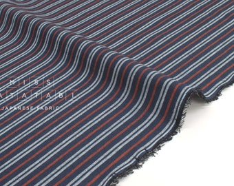 Japanese Fabric Yarn-Dyed Mikawa Momen Stripe - 5 - 50cm