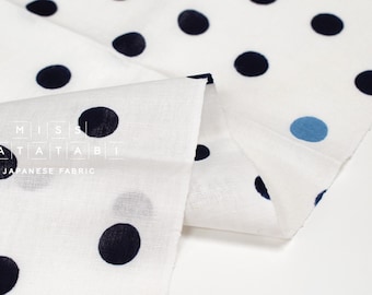 Shokunin Collection Hand-printed Chusen Japanese Tenugui Kazetsumugi Fabric - Polka Dots 46 blue - panel