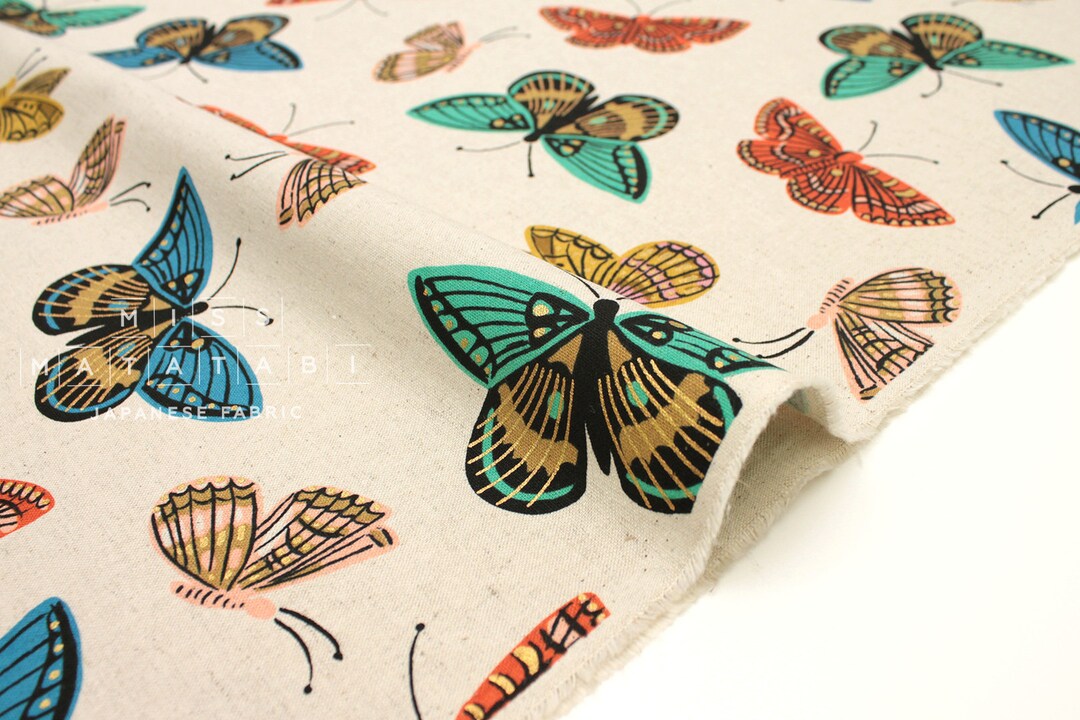 Cotton Steel English Garden Canvas Monarch Natural 50cm Etsy