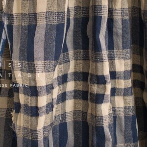 Japanese Fabric Shokunin Collection Yarn-Dyed Wool Blend Check Plaid - blue - 50cm