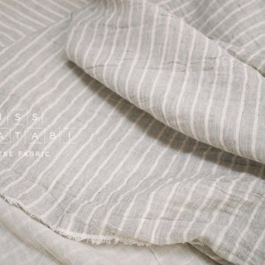 Japanese Fabric Shokunin Collection Yarn-Dyed Sun-Dried Double Gauze Stripes II - light grey -  50cm