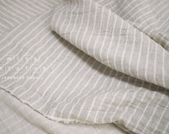 Japanese Fabric Shokunin Collection Yarn-Dyed Sun-Dried Double Gauze Stripes II - light grey -  50cm