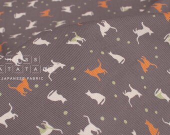 Japanese Fabric Corduroy Cats and Pindots - C - 50cm