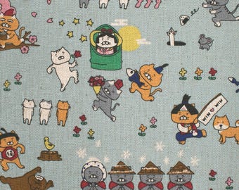 Japanese Fabric Once Upon A Time There Were Cats - B - 50cm