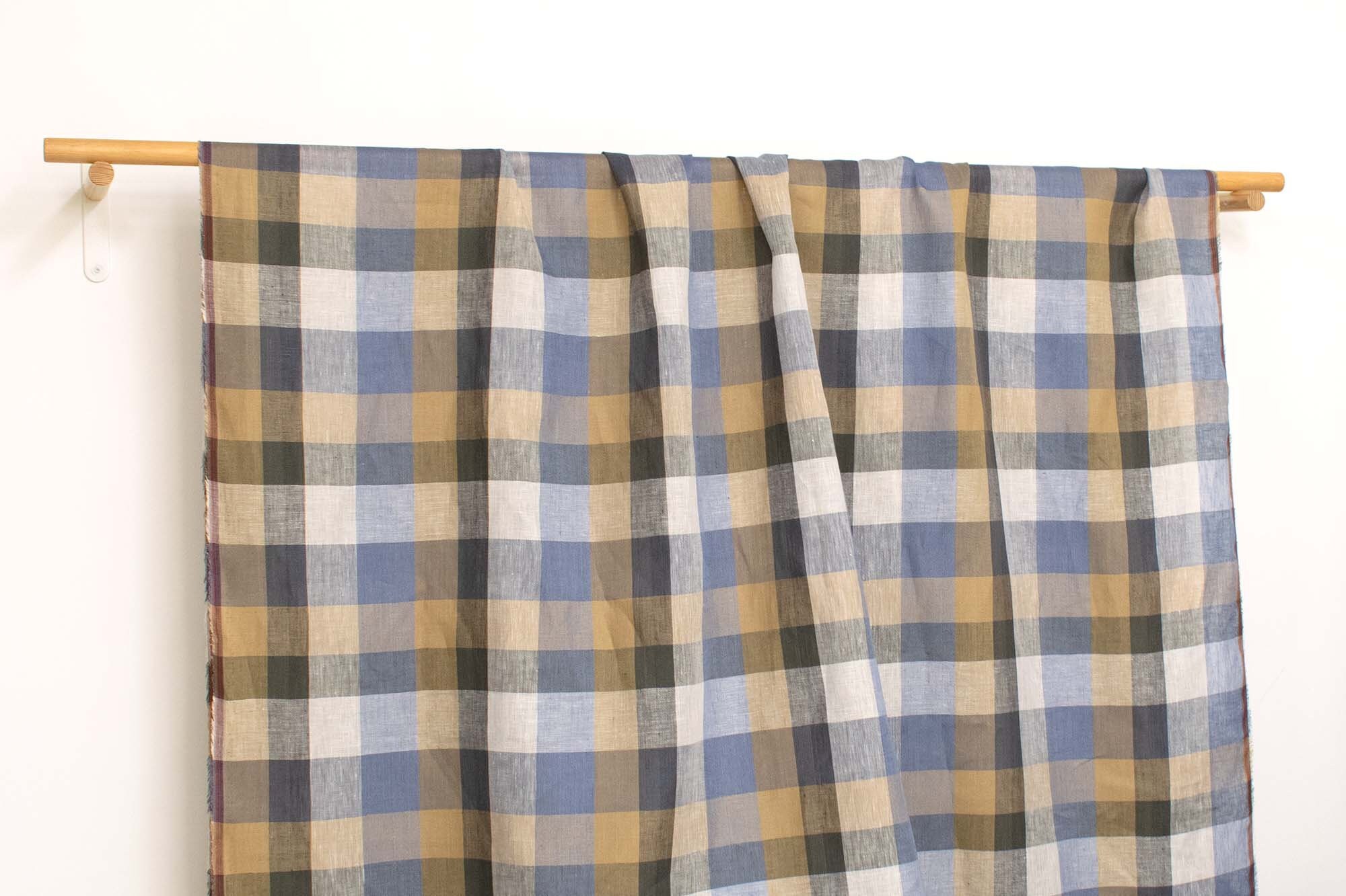 DEADSTOCK Japanese Fabric 100% Linen Check Plaid - 23 - 50cm - Etsy