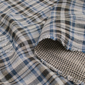 Japanese Fabric Shokunin Collection Yarn-Dyed Plaid and mini gingham - blue - 50cm