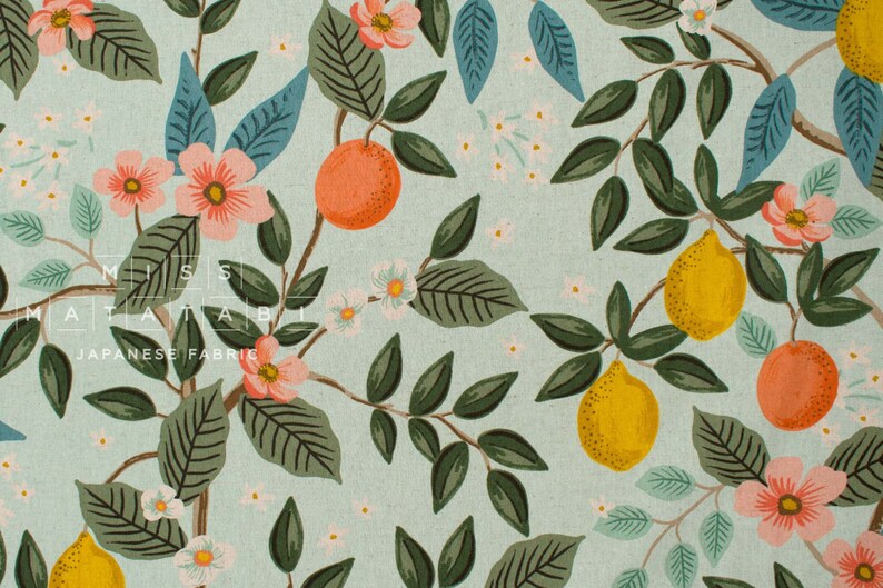 Cotton Steel Rifle Paper Co. Bramble Citrus Grove Canvas Etsy