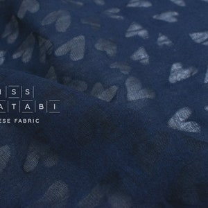 Japanese Fabric Textured Voile - Hearts - E -  50cm