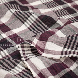 Japanese Fabric Shokunin Collection Yarn-Dyed Plaid berry and eggplant 50cm image 1