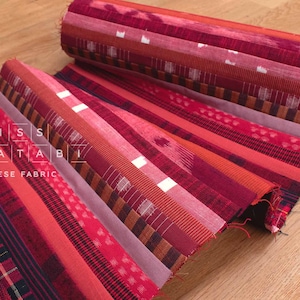 Shokunin Collection Kurume Kasuri Indigo Fabric - patchwork II red - 50cm