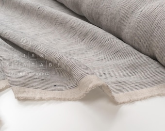 DEADSTOCK Japanese Fabric 100% Linen Yarn-dyed Black Stripe -  50cm