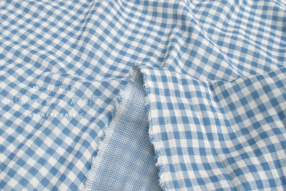 Japanese Yarn Dyed Mini Plaid in Powder Blue Japanese Yarn Dyed Mini Plaid in Powder Blue