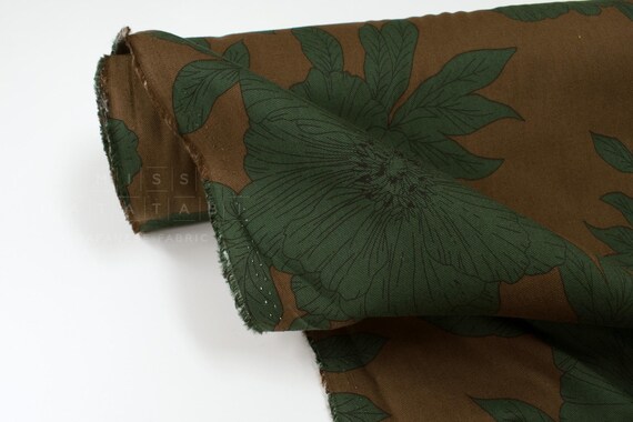 DEADSTOCK Japanese Fabric Wild Floral Cotton Rayon Wool Blend - B - 50cm