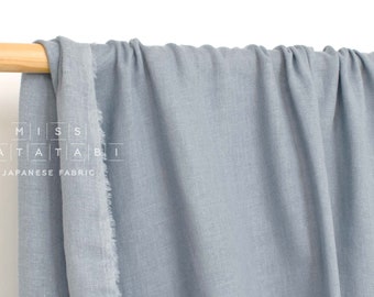 Japanse stof effen linnenmix Double Gauze - grijsblauw - 50cm