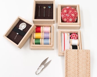 Japanese Hiro Three-tiered Sewing Box Kanazawa Seigaiha waves