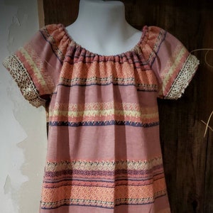 Girls Boho A-line simple pattern dress with Cotton Lace accent