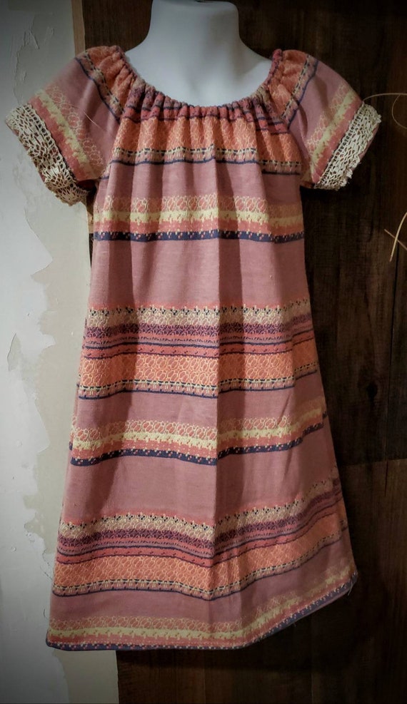 Buy Girls Boho A-line Simple Pattern Dress With Cotton Lace Accent