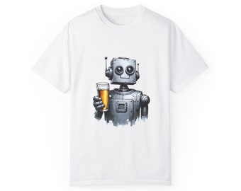 Cheers from the Future: Robotic Revelry T-Shirt | Robot Beer Lover Tee