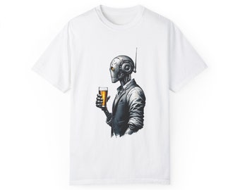 Elegant Automation: Sophisticated Cyborg Enjoying a Pint T-Shirt | Robot Beer Lover Tee