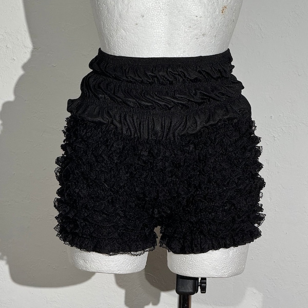 Petit bloomer noir Coquette avec volants en dentelle et taille haute, taille M