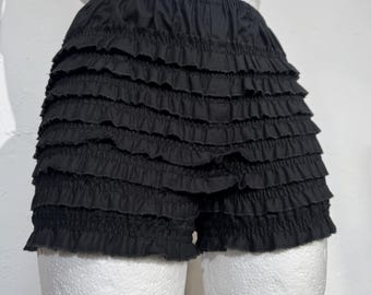 Coquette little black bloomers with frills, made of cotton, size S