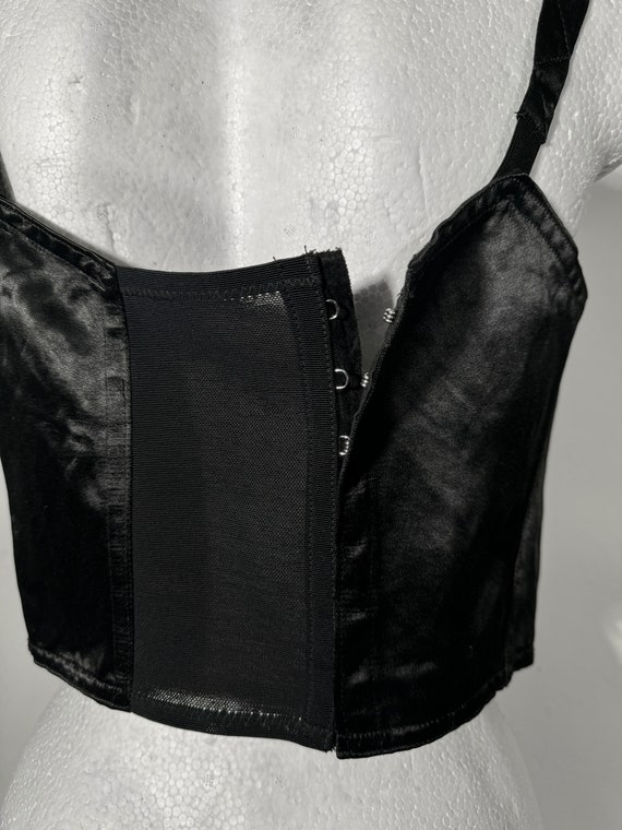 Flirty black vintage satin longline bra, bustier … - image 5