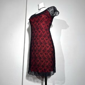 90s mesh overlay dress A Line V Neck