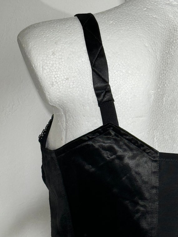 Flirty black vintage satin longline bra, bustier … - image 6