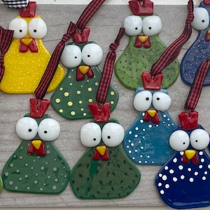 Fused Glass Silly Chicken Ornament - 1 of 2 listings