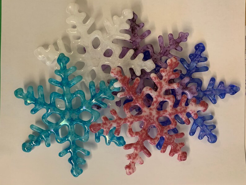 Turquoise /& White Fused Glass Snowflake Ornament