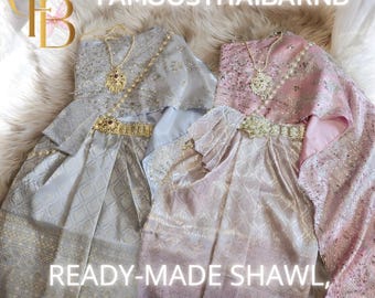 Kids Thai Traditional Silk Outfit: Nang Nopamas Costume with Sash