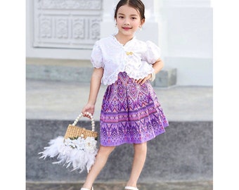 Girls' Traditional Thai Dress: Elegant Children's Costume