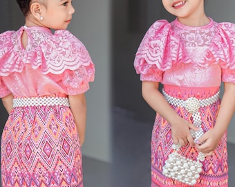 Girls' Traditional Thai Dress: Elegant Children's Costume