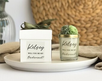 Personalized Bridesmaid Proposal Soy Candle, Mini Bridal Party Gift
