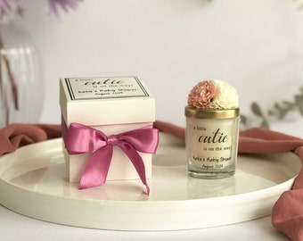 Personalized Baby Shower Candle Favors, Soy Wax, Floral Decor