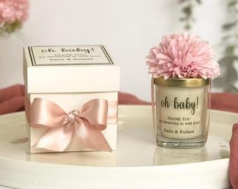 Personalized Baby Shower Candle Favors: Rustic Soy Wax Keepsakes