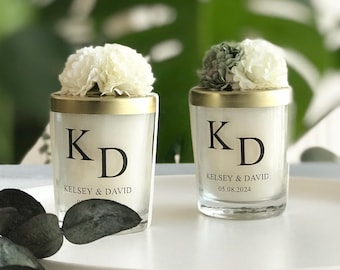 Personalisierte Hochzeit Sojakerze Gastgeschenke, Mini Duftkerze