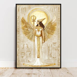 Ägyptische Göttin Isis mit goldenen Flügeln Poster