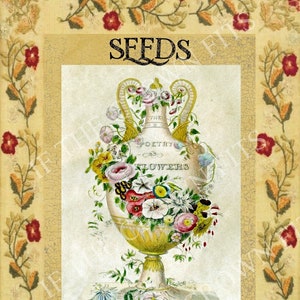 SEEDS/Old Floral Image/You Download & Print/8 x 10 Bild