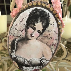 Handmade Victorian Girl /Regency Girl Ornament/Christmas/Decoupage image 1