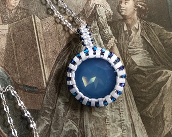 Lovely Hand Made Beaded Swarovski Pendant and Bail with Necklace