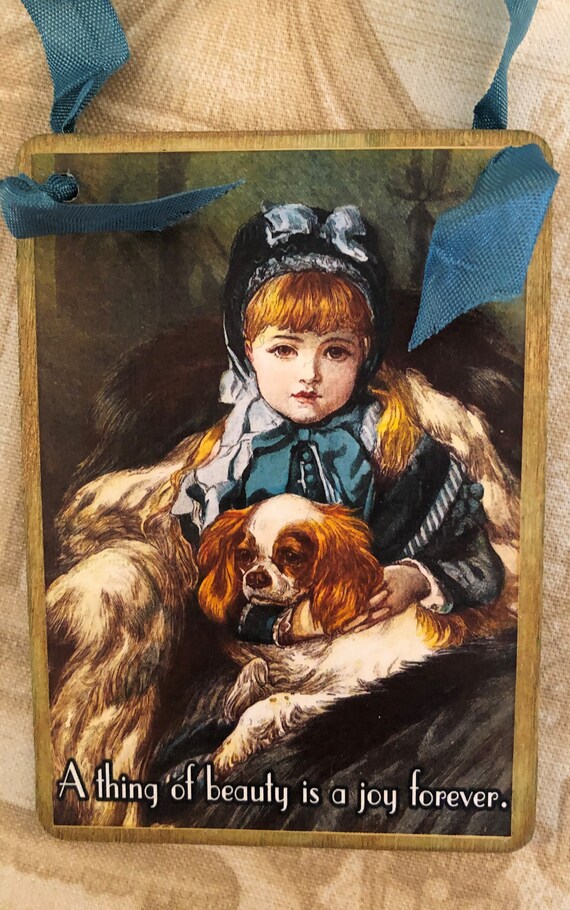 Beautiful Cavalier King Charles Spaniel Ornament victorian Girl